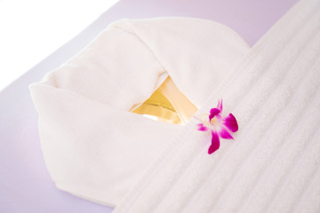 massage bed with orchid flower