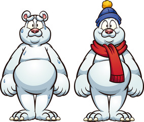 Hot and cold, sad and happy polar bear clipart. Vector illustration with simple gradients. Each on a separate layer.