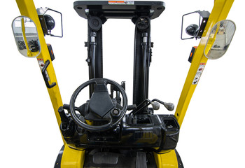 steering wheel control and Cabin forklift on white background.