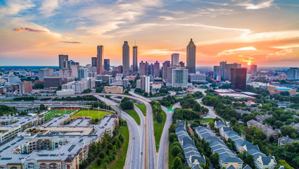 Atlanta, Georgia, USA Skyline Aerial Panorama - obrazy, fototapety, plakaty