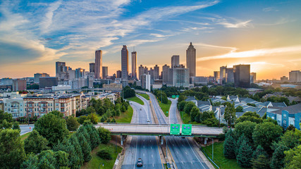 Atlanta, Georgia, USA Downtown Aerial View - obrazy, fototapety, plakaty