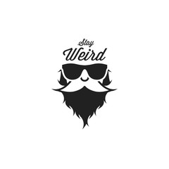 Bearded Hipster, Man in Sunglasses. Vector Illustration