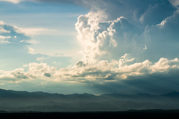 colorful dramatic sky with cloud at sunset.