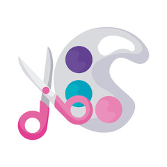 scissors school with paint palette
