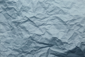 crumpled of blue blank paper with line