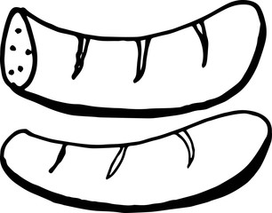 grilled sausage hand drawing. doodle vector illustration, octoberfest element