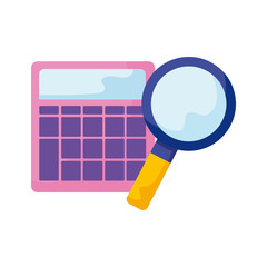 search magnifying glass with calculator