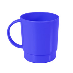 blue plastic cup isolated on white background