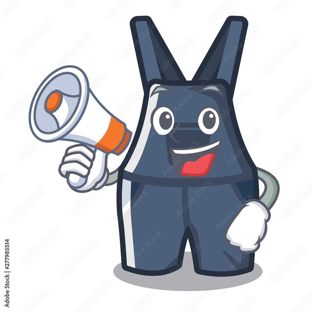 Sticker With megaphone overalls isolated with in the mascot