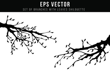 Set Of Branches with Leaves Shilouette
