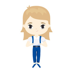 cute little student girl avatar character