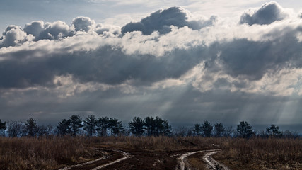 Fototapeta premium landscape with blue sky and clouds