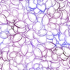 Colorful succulents vector seamless pattern