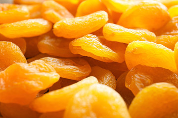 Tasty dried apricots, closeup view