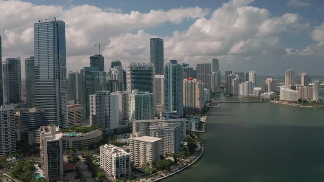 Downtown Miami with Miami River, Florida, USA