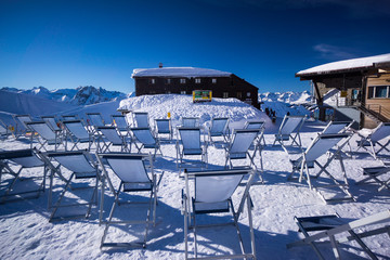 nebelhorn mountain top in winter deckchairs