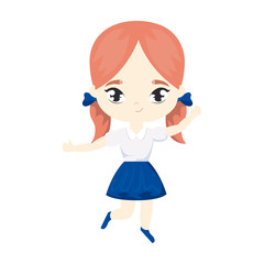 cute little student girl avatar character