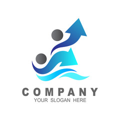 Wave arrow logo template arrow with wave reflection