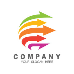 Globe arrow abstract logo vector, business and technology concept