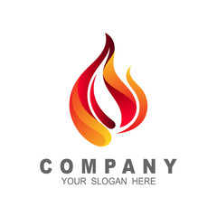 Flame logo template, fire vector design
