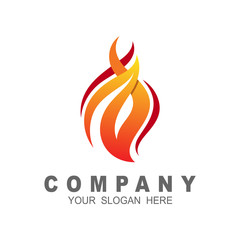 Logo fire, creative fore logo with tongues of flame, icon illustration for design