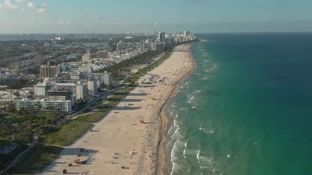 Aerial of South Beach, Florida, US