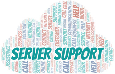 Server Support word cloud vector made with text only.