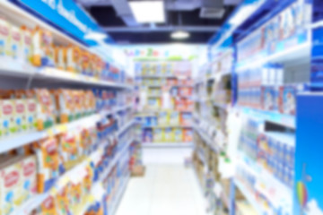 Empty supermarket blurry for background