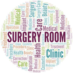 Surgery Room word cloud vector made with text only.