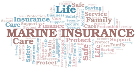 Marine Insurance word cloud vector made with text only.
