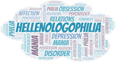 Fototapeta premium Hellenologophilia word cloud. Type of Philia.