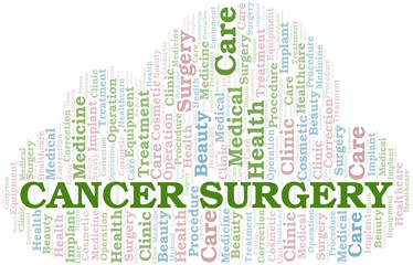 Cancer Surgery word cloud vector made with text only.