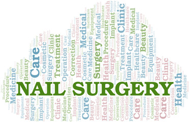 Obraz premium Nail Surgery word cloud vector made with text only.