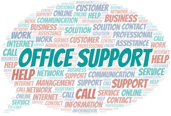 Office Support word cloud vector made with text only.