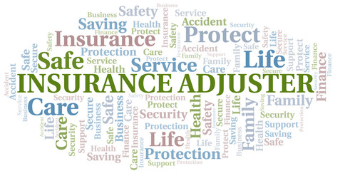 Insurance Adjuster word cloud vector made with text only.