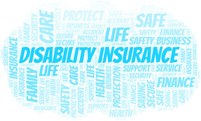 Fototapeta premium Disability Insurance word cloud vector made with text only.