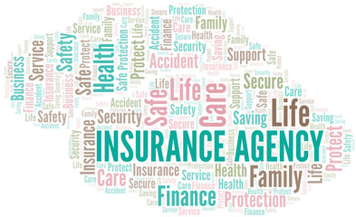 Insurance Agency word cloud vector made with text only.