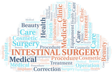 Intestinal Surgery word cloud vector made with text only.