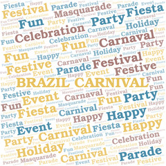 Brazil Carnival word cloud vector made with text only.