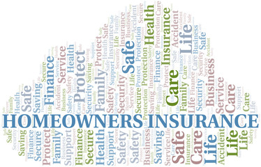 Obraz premium Homeowners Insurance word cloud vector made with text only.