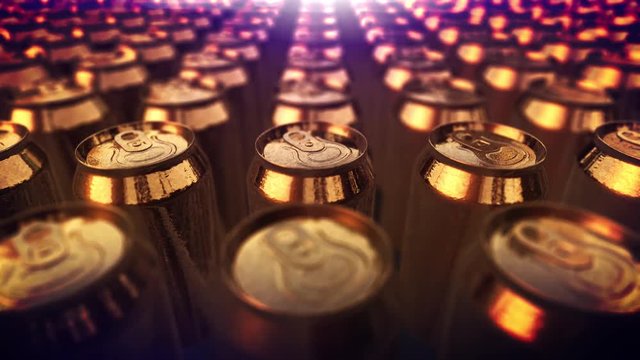 4K  aluminum soda cans. beer cans. energy drink. coke  recycling close up loop background 