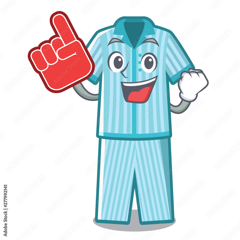 Sticker foam finger folded pajamas in a cartoon closet