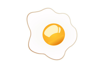 Top View fried egg isolated on white background.