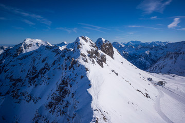 nebelhorn mountain top in winter alps