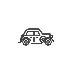 Old classic car line icon. Vintage auto linear style sign for mobile concept and web design. Retro automobile outline vector icon. Symbol, logo illustration. Vector graphics