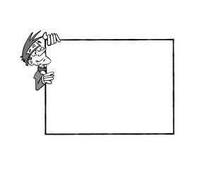 Empty billboard with character  in black and white
