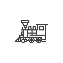 Retro train line icon. Old steam locomotive linear style sign for mobile concept and web design. Vintage Locomotive outline vector icon. Symbol, logo illustration. Vector graphics © alekseyvanin