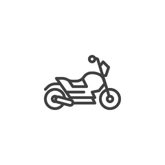 Obraz na płótnie Canvas Motorcycle line icon. Sport bike linear style sign for mobile concept and web design. Race bike outline vector icon. Symbol, logo illustration. Vector graphics