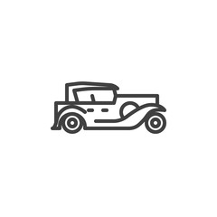 Vintage Car line icon. Classic model automobile linear style sign for mobile concept and web design. Retro car outline vector icon. Symbol, logo illustration. Vector graphics