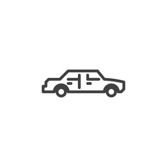 Sedan car line icon. linear style sign for mobile concept and web design. Auto, transportation outline vector icon. Symbol, logo illustration. Vector graphics